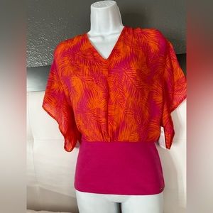 Guess blouse size large pink and orange